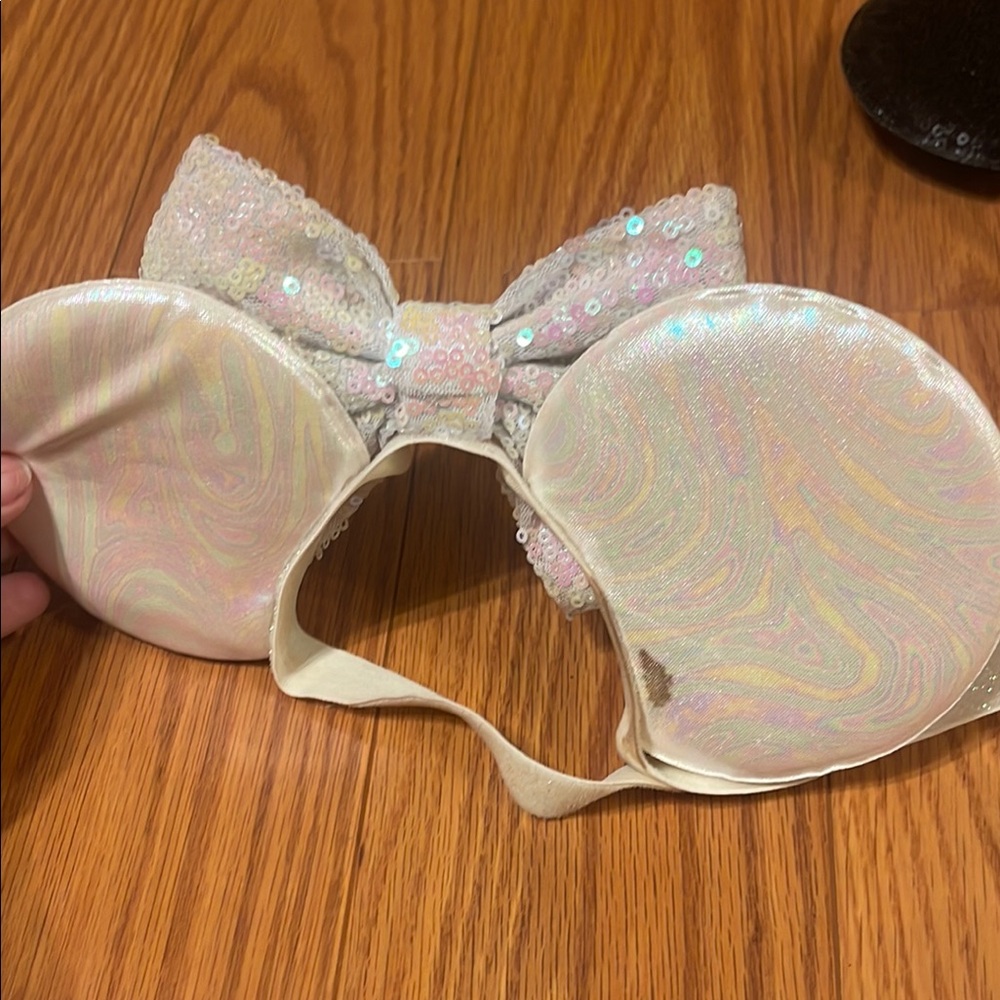 Two Sequin Mickey Mouse Ear Headbands with Bows, Sparkly, Elastic, Stretchy - Picture 7 of 7
